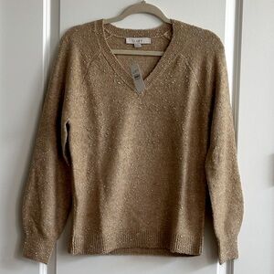 LOFT Shimmer Stitched V-Neck Sweater